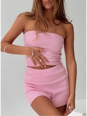 Princess Polly Huckle Tube Top and Jhett Knit Shorts Set